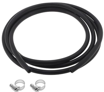 VekAuto 1 Jeu Tuyaux Huile Lubrifiante 5x8mm 2m Tuyau Eau Caoutchouc Nitrile 2 Pc Collier Extérieur Noir