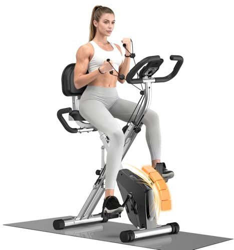 Botifly Cyclette pieghevole 4 in 1 X-Bike con sedile e schienale regolabili Biciclette Fitness Magnetiche per Adulti Cardio-Training 150kg