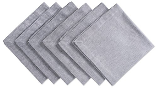 DII 100% Cotton Chambray Kitchen Tabletop Collection, Napkin, Gray 6 Count
