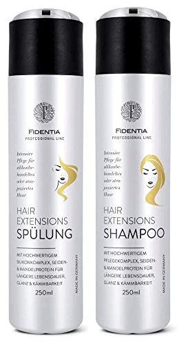Fidentia Hair Extensions Shampoo & Spülung je 250 ml | Intensiv Pflege für Haarverlängerung, Perücke, Haarteil und Tressen