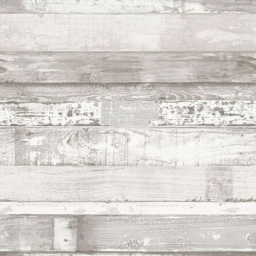 FH37558 - Homestyle Rustic Textured Wood Grey White Galerie Wallpaper Mural