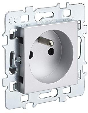 Interrupteur va et Vient - Prises electriques Standard - Prise Murale - Interrupteur va et Vient sans Fil - Prise Murale Casual - Mécanisme 2P+T + Cache Alu + Support Métal - Debflex