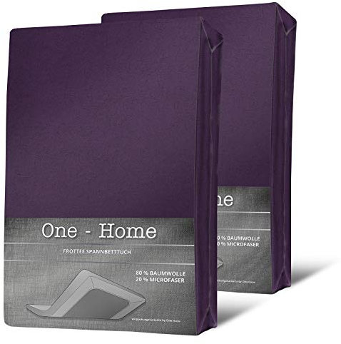 2er Pack Frottee Spannbettlaken Spannbetttuch Bettlaken Set Winter Baumwolle flauschig weich warm, Farbe:Lila, Maße:180x200 cm - 200x200 cm