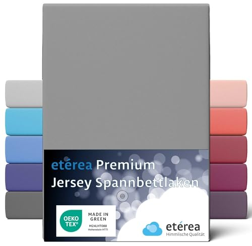etérea Premium Spannbettlaken 140x200cm - 160x200cm Grau – extra Jersey Spannbetttuch bis 25cm Höhe – 160 g/m² gekämmte Baumwolle – Boxspring & Normale Bettlaken