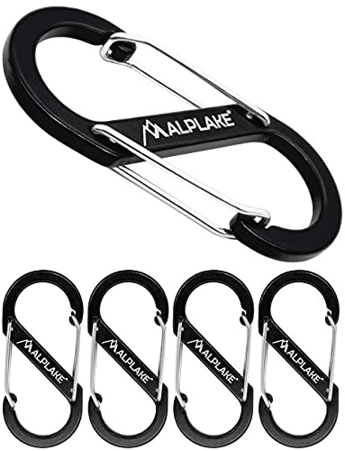 ALPLAKE Set di 4 moschettoni a forma di S, 88 x 40 mm, colore: Nero