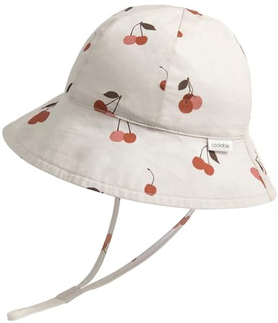 coolable Chapeau de Soleil Bébé Garçon Chapeau de Seau Bébé Fille Bord Large Bob de Plage Anti-UV Coton Réglable Chapeau d'été pour Enfants UPF 50+ - Cerise 6-18 Mois