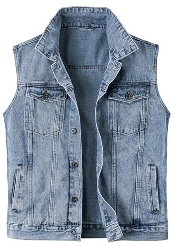 Harbrosrce Classics Herren Weste Denim Vest Ärmellose Jeansweste Cowboy Jacke Motorradweste Bikerweste für Männer Casual Freizeitweste