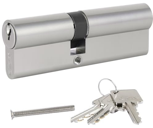 DIDA® 100mm(40/60) Euro Cylinder Lock,UPVC Door Lock Barrel with 3 Keys,High Security,Anti-Pick Anti-Bump Anti-Drill,Nickel Finish,Suitable for All Door Types,BS EN 1303:2007