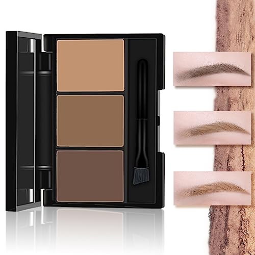 Tricolor Eyebrow Kit - Natural Stereo Brow Powder Palette, Multi-functional Makeup Powder for Eyeshadow, Nose Shadow and Contour, Waterproof & Smudge-proof