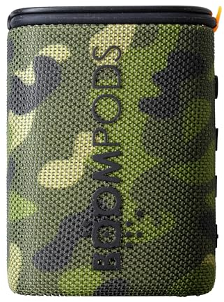 Boompods Beachboom Waterproof Bluetooth Speaker - Portable Speaker Made from Ocean-Bound Plastic, Small Wireless Speakers with Selfie Button & 5-Hour Battery, IPX7 Waterproof Shower & Travel, Camo