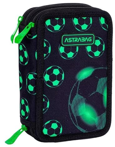 ASTRABAG NEO Football 3-Fach Mäppchen Federmappe Gefüllt dreifaches Federmäppchen, Schüleretui 3-stöckig Jungen, Federtasche XXL, Federmäppchen mit Zubehör, Motiv - Game