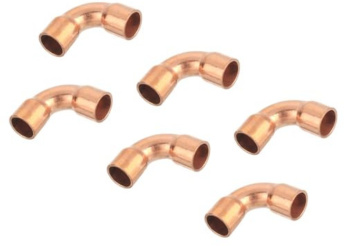 QUARKZMAN Connecteur de Raccord de Tuyau en Cuivre, Coude à 90 Degrés de 0,31 Pouces, à Tour Court, avec Connexion Soudée à la Sueur pour la Plomberie, 22x22mm, 6 Pièces