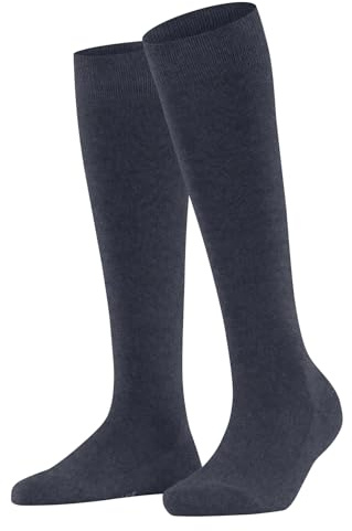 FALKE Family W Kh cotone sostenibile al ginocchio tinta unita 1 paio, Calzini lunghi Donna, Blu Dark Blue Melange 6688, 35-38