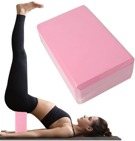 Yoga EVA Foam Brick Block, Eco Friendly Pilates Pillow, Non-Slip High Density Yoga Block Strap for Exercise and Home Workouts (Pink)