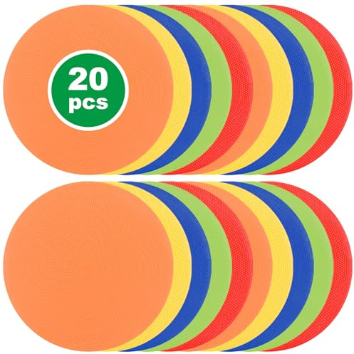 MIVIDE 20 discos marcadores, 5 colores, 23 cm, redondos, planos, marcador de suelo, para entrenamiento, fútbol, campos deportivos