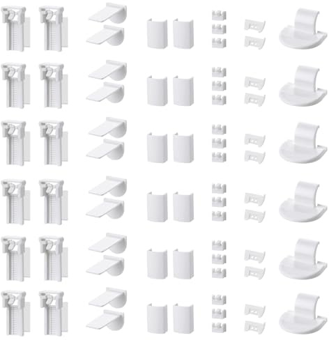 12 kit 72 Stück Plissee Ersatzteile Set, Plissee Klemmträger Zubehör Klemmfix Halterung, Ohne Bohren Verstellbar Ersatzteile Set