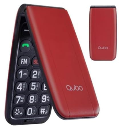 Qubo Seniorenhandy Klapphandy Ohne Vertrag, Großtastenhandy, GSM Flip Mobiltelefon SOS Notruffunktion, Taschenlampe, FM-Radio, 2,4 Zoll Farbdisplay, Rot