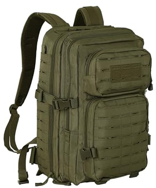 40L Tactical Backpack, Camouflage Military Bug Out Bag, Durable MOLLE Hiking Camping Gear (GREEN)
