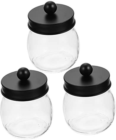 Cabilock 3piezas Dispensador De Bolas De Algodón Tarro Organizador Vidrio y Acero Inoxidable Pequeño y Elegante Resistente