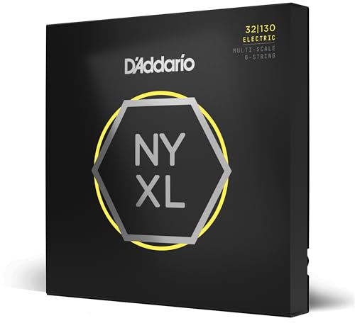 D'Addario Bass Guitar Strings - NYXL Bass Strings - NYXL32130MS - Unrivaled Strength, Tuning Stability, Enhanced Response - For 6 String Multiscale Bass Guitars - 32-130 Regular Light, Multiscale
