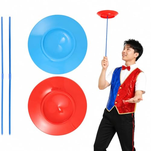 SUPVOX 2pcs Piatti Giocoleria con Bastoni Accessori Performance per Adulti E Ragazzo Ragazza Per Giochi E Feste Ragazzo Ragazza Design Elegante E Resistente