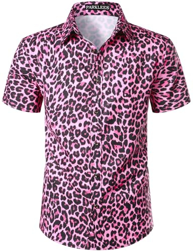 PARKLEES Men's Leopard Print Casual Printed Shirt | Cheetah Shirts, Fashion, Short Sleeve, Button Down, Button Up