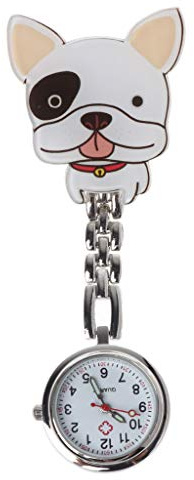 FackLOxc Nouvelle Infirmière Montre Quartz Mignon Chiot Dessin Animé Pince À Suspendre Médical Femmes Dame Montres P Vintage Montres De Poche pour Hommes