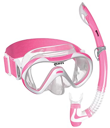 Mares Aquazone Combo Vento Junior Neon, Combo bestehend aus Maske und Schnorchel Kinder - 8-14 Jahre, Pink/Weiß Trasparent, neon pink, Für Kinder