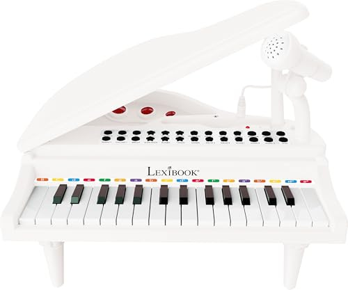 Lexibook, My First Piano, Klavier für Kinder, Leuchttasten, Lernmodus, 29 x 31 cm, Tempo- und Lautstärkeregelung, ab 3 Jahren, weiß, K731