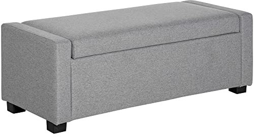 HOMCOM Cassapanca Contenitore, Panca Imbottita con Vano Contenitore, Panca Fondo Letto, Design Moderno, Plastica, Tessuto Grigio, Multiuso, 120x50x44cm, Grigio