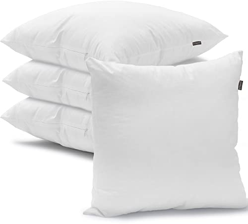 Flowen Kissen 45x45 Kopfkissen 4er Set für Sofa und Bett Innenkissen Hypoallergene Anti-Milben Kissenfüllung mit Weicher Gesteppter Kissenbezug Abnehmbarem und Waschbaren für Haus/Hotel