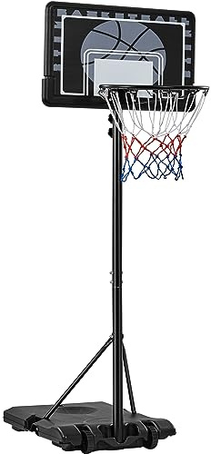 Yaheetech Canasta Baloncesto Exterior Ajustable en Altura 184,5-214cm con Ruedas y Tablero Portátil para Niños de 4 a 10 Años