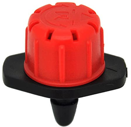 DRIPALIA Gotero para Riego Automático - Caudal Regulable de 0 a 70 L/H- Color Negro y Rojo - Riego por Goteo - para Tuberías de 16 mm, 20 mm y microtubos - Soporta de 0,5 a 3 atms - 100 Unidades