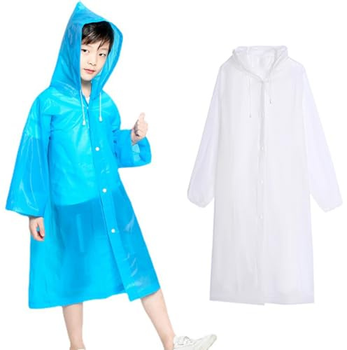 ZKSXOA 2pcs Kids Waterproof Rain Coat,EVA Rain Poncho with Hood for Girls Boys,Reusable Cute Children Raincoat for Travel Outdoor Climbing Cycling Hiking Camping