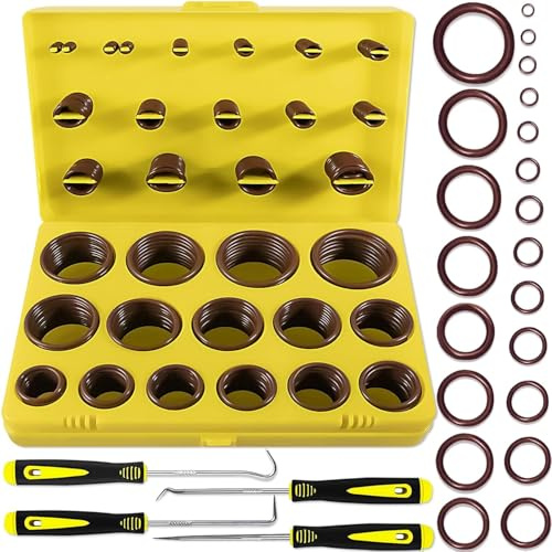 XBVV 386 Pieces 30 Sizes Metric Viton O-Ring Assortment Kit for Various Chemicals, Cylinders, Hydraulics, Car and Sanitary Pressure Washing Machine O-Ring Repairs
