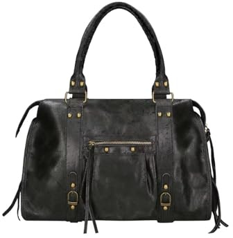 Gave Lux Sac à Bandoulière Femme en Cuir Véritable, Fait Main en Italie - Grand Sac Élégant Pour Usage Quotidien - Design Italien Authentique - Collection Luxe - 41 x 28 x 13 cm, Noir