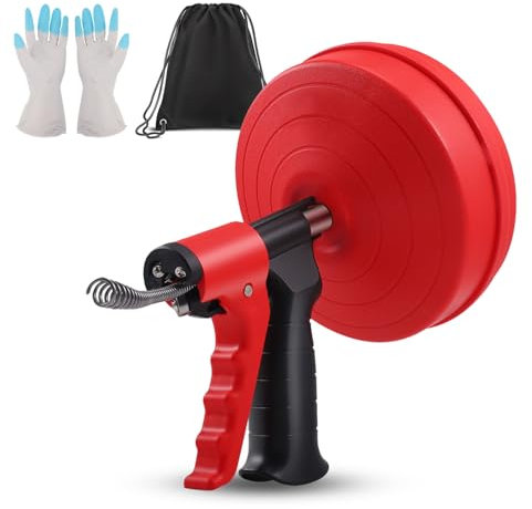 Spirale per Scarichi Professionali 10m Acciaio Temprato,Spazzola per Pulizia Automatica con Testina Rotante 360°,Rimuove Ostruzioni Capelli,Per Cucina,Bagno,Lavandino,Vasca Da Bagno