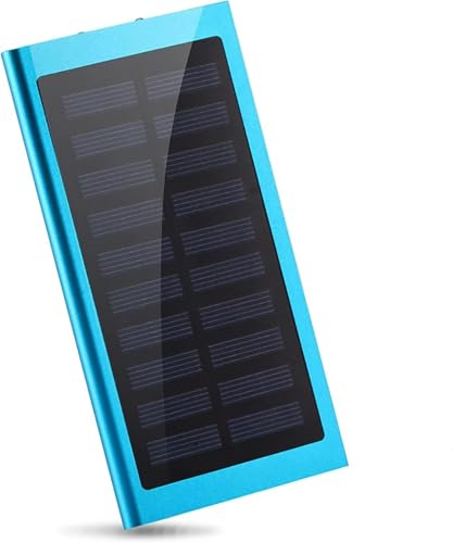 Power Bank, 20 000 mAh externt solbatteri, bärbar laddare med dubbla USB-portar och LED-lampor, tunn campingreservbatteri för smartphone, surfplatta, bl