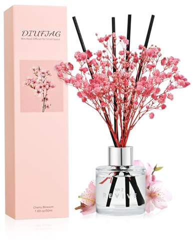DIUFJAG Körsbärsblomma doftspridare, 8 doftpinnar körsbär blomma rumsdoft för sovrum badrum kontor dekoration 50 ml