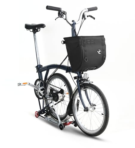 Rhinowalk frontkorg för cykel för Brompton & Dahon vikbara cyklar – 17 l styrväska med snabblås, aluminiumram, framväska med surfplattefack (svart 17 l)