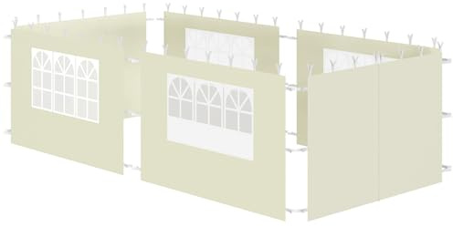 Zelsius Paredes laterales para cenador de 3 x 6 m, 6 piezas, color beige, juego de 4 piezas para cenadores de 3 x 3 m, UV30, pared lateral con ventana, plegable con cierre de
