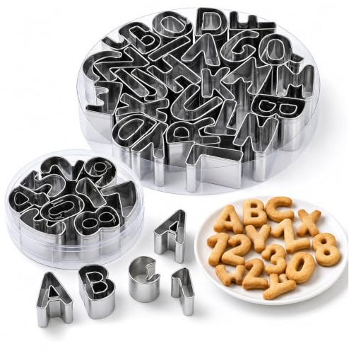 35 Stück Buchstaben Ausstecher Edelstahl Alphabet und Zahlen (A-Z,0-8)