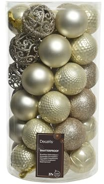 Weihnachtskugeln Kunststoff 6cm x 37er Ornamente Mix Set Christbaumkugeln bruchsicher perle