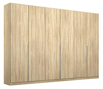 Rauch Möbel Alabama Schrank Kleiderschrank Drehtürenschrank Eiche Sonoma, Holz 6-türig inklusive Zubehörpaket Premium 3 Kleiderstangen, 6 Einlegeböden, 1 Schubkasteneinsatz BxHxT 271x210x54 cm