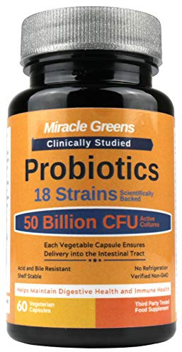 Powerful 50 Billion CFU Probiotics - 18 Strains, Stomach Acid Resistant, Shelf Stable | Highest Strength Bacterial Cultures – Keeps Digestive System Healthy | 1 Month Supply - Made in UK