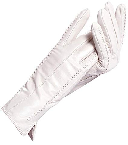 UKKD Gants Cuir Blanc Dames Gants en Cuir Coton Doublure Chaude Gants en Cuir Gants en Cuir Chaud Hiver Chaud Hiver,Beige