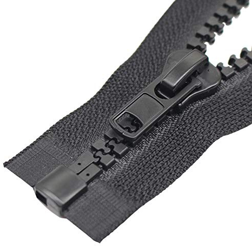 ByaHoGa 2 Pièces #10 Grand Séparable Fermetures Éclair Noir Plastique Fermeture Éclair pour Les Jackets (150 cm RZ)