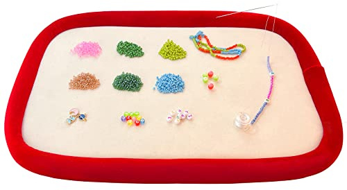 hobbyworker Rectangle Beading Board Tray,Velvet Like Work Surface,Beads Organizer,Bead Wrangler for Jewelry Making,Jewellery Crafts Easy Fine Work