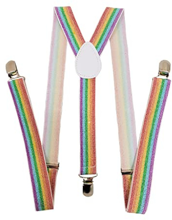 2 Brothers Unlimited Inc 2BU MENS WOMENS FASHION GLITTER SPARKLE SUSPENDERS (Rainbow PASTEL)