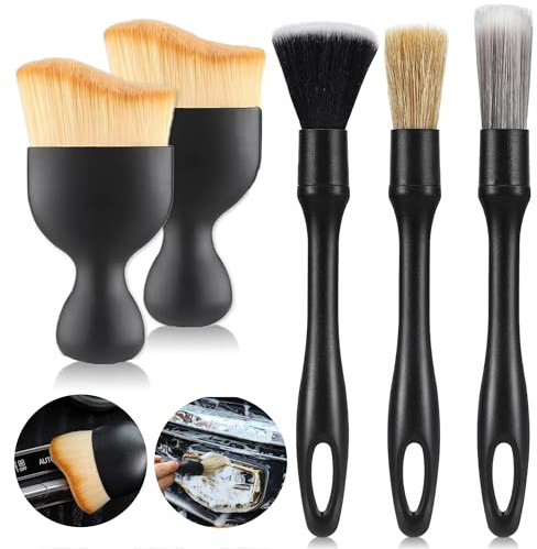 laeeyin Ensemble de 5 pièces Brosse de détails de Voiture Brosse à poussière, Brosse de Nettoyage de Voiture Brosse de Nettoyage de détail intérieur de Voiture, Brosse de Nettoyage de détail